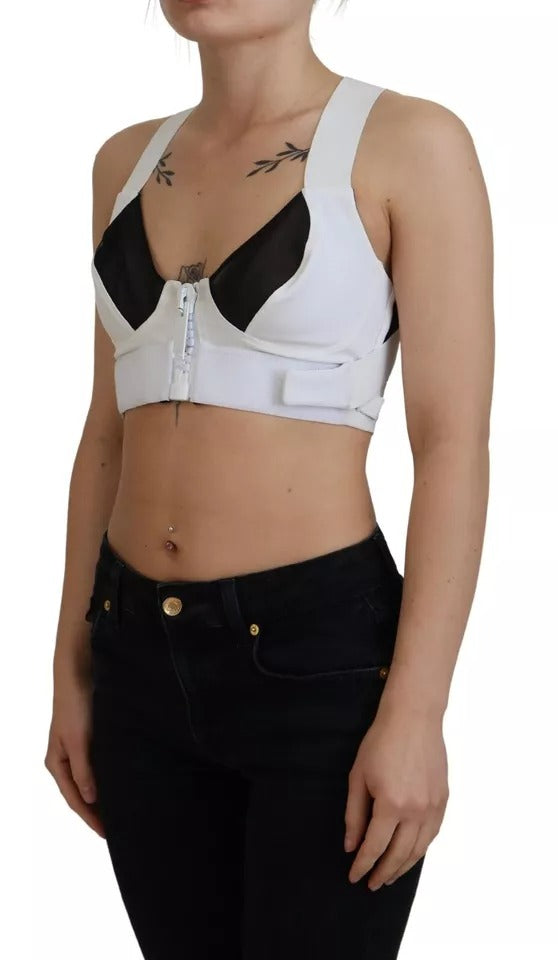 Weißes ärmelloses kurzes Bustier-Top aus Viskose