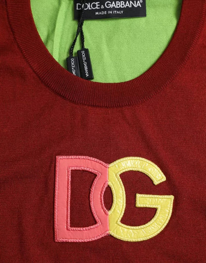 Red Green Silk DG Logo Sleeveless Tank Top