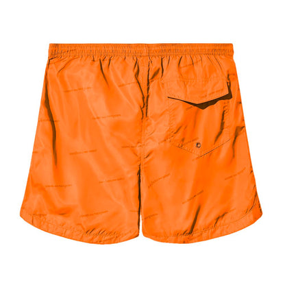 Orangefarbene Badeshorts aus Polyester für Herren