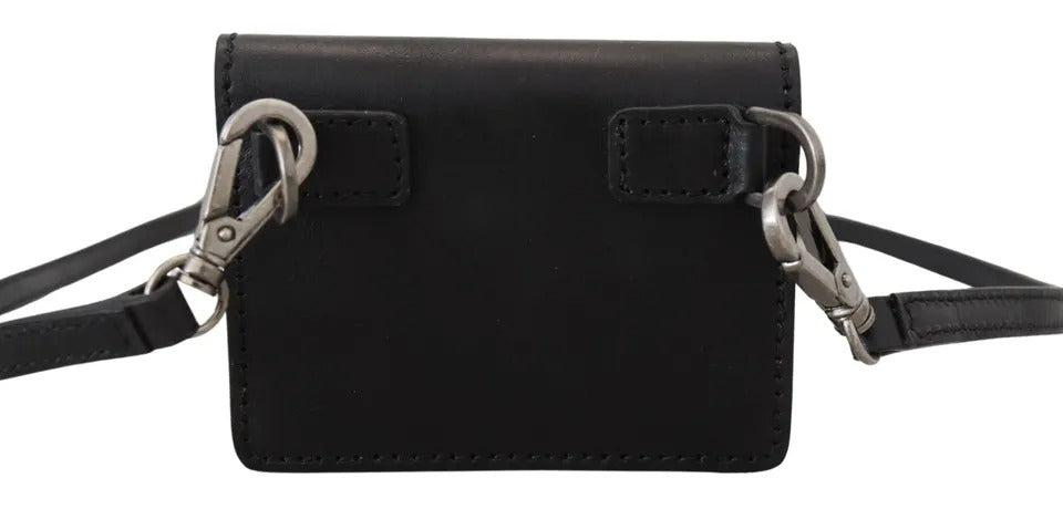 Black Leather Bifold Shoulder Sling Women Wallet