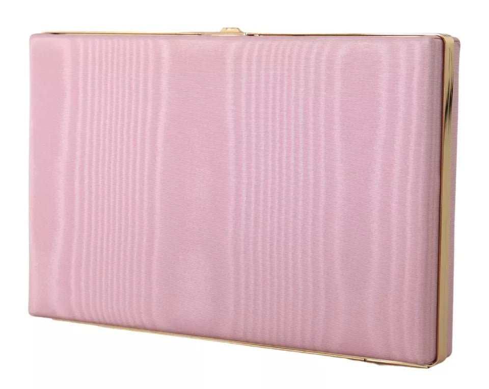 Clutch aus rosa Seide mit Goldrahmen, für Abendveranstaltungen, Partys