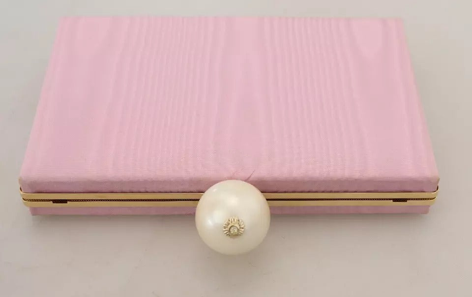 Clutch aus rosa Seide mit Goldrahmen, für Abendveranstaltungen, Partys