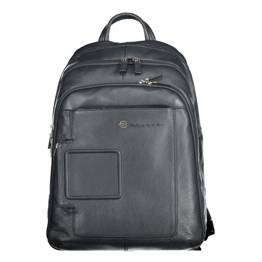 Blue Leather Men Backpack