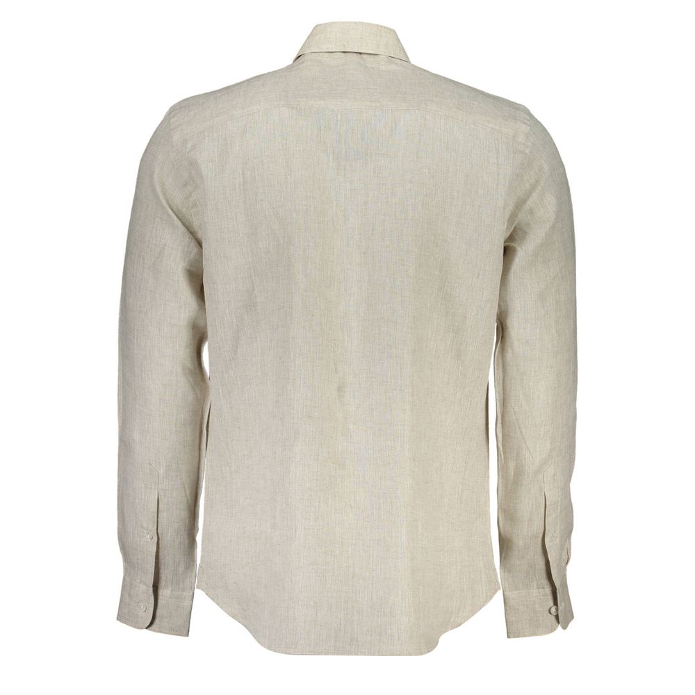 Beige Linen Men Shirt