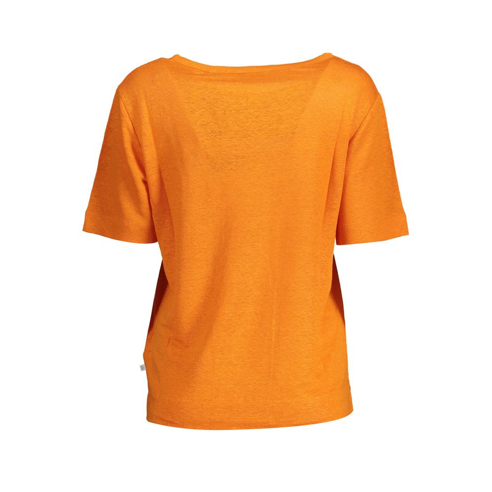 Orangefarbenes Leinentop für Damen