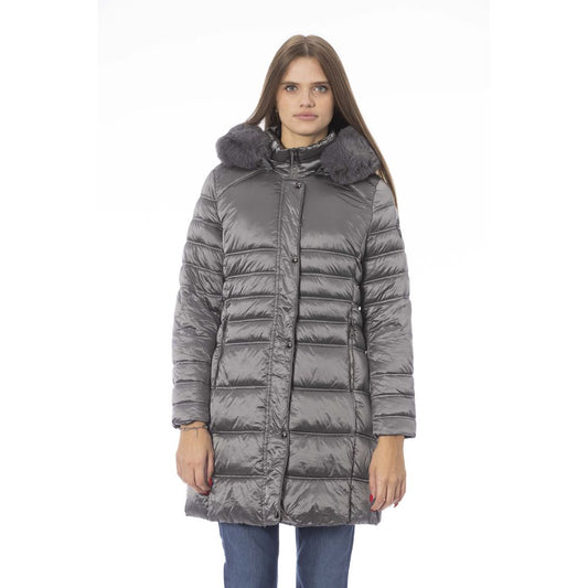 Graue Polyester Damenjacke