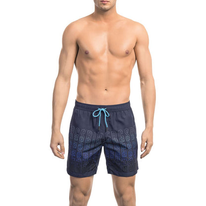 Blue Polyester Men's Swim Short