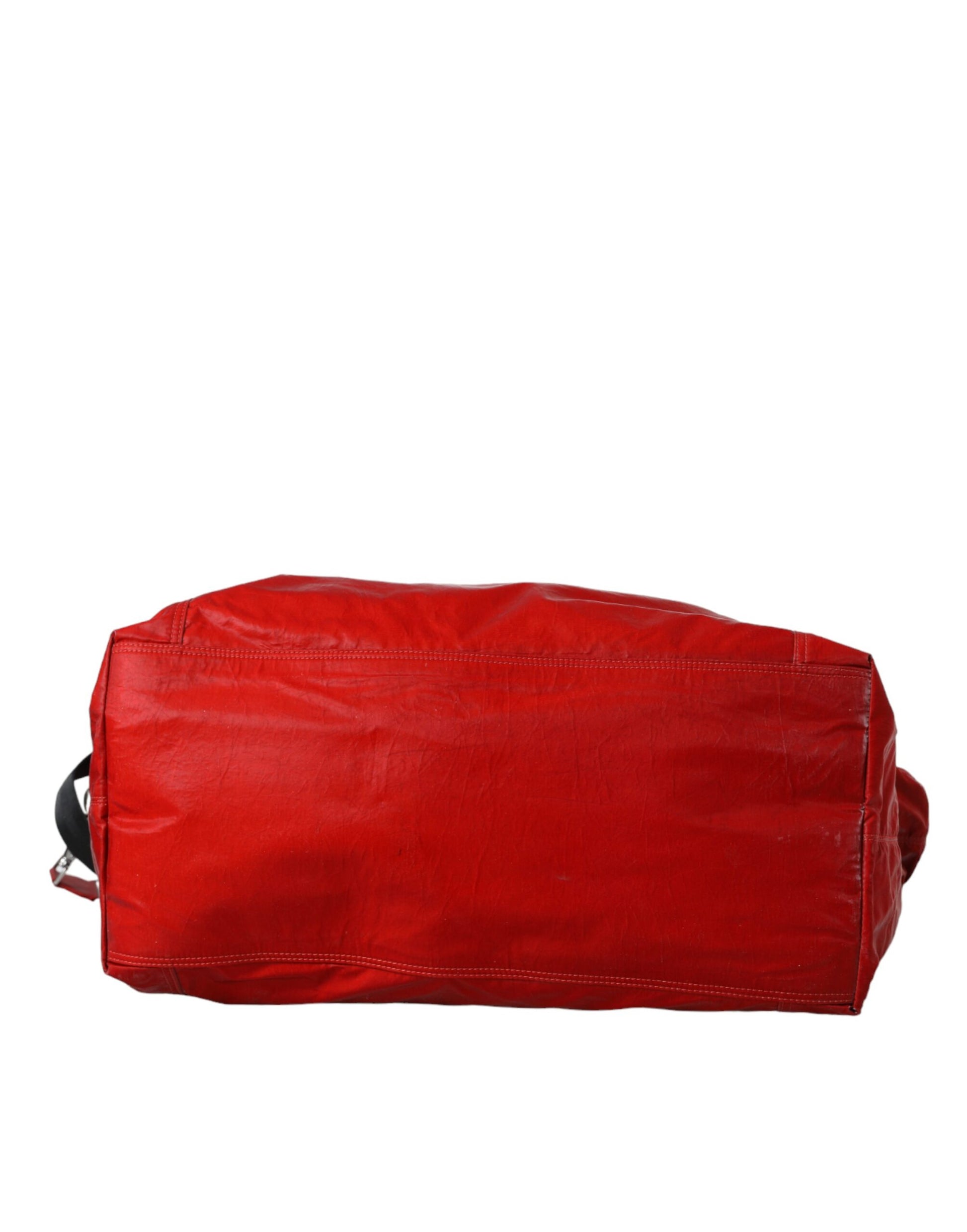 Red Nylon Calfskin Hand Shoulder Duffel Bag