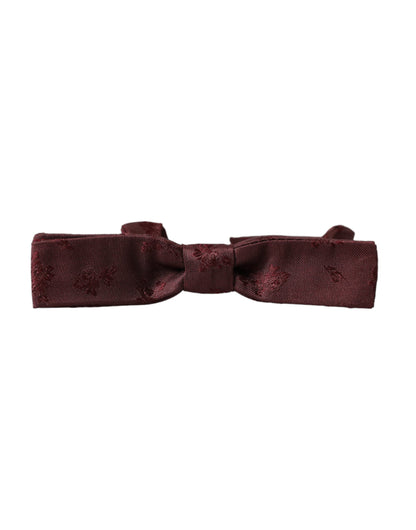 Maroon Floral Silk Adjustable Neck Men Bow Tie