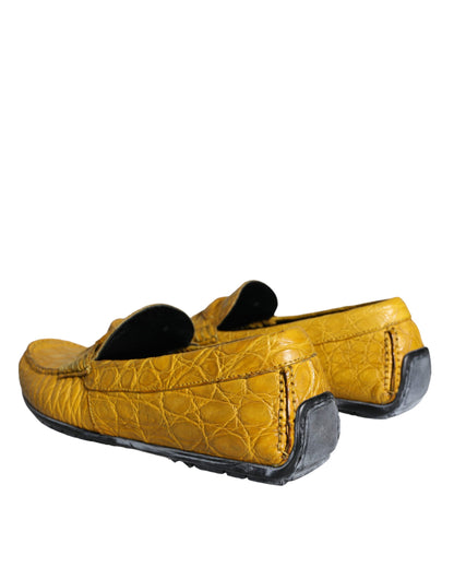 Yellow Leather Slip Mocassin Loafers Shoes