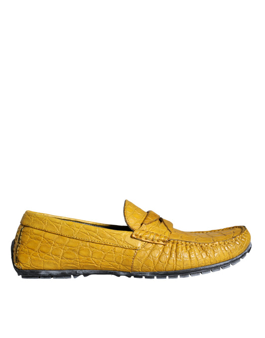 Gelbe Leder Slipper Mokassin Loafer Schuhe