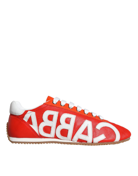 Rot/Weiß Leder Logo Casual Sneakers Schuhe