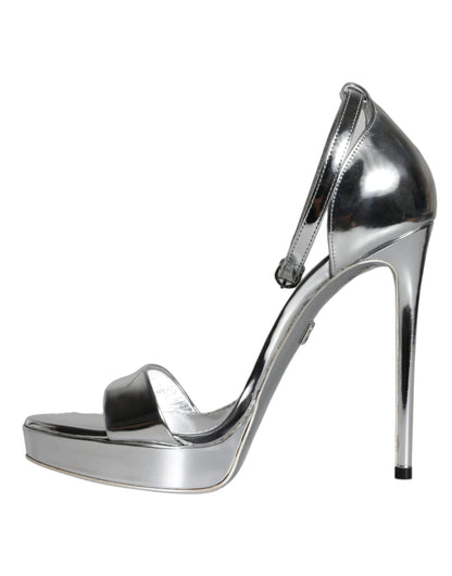 Silver KEIRA Heels Ankle Strap Sandals Shoes