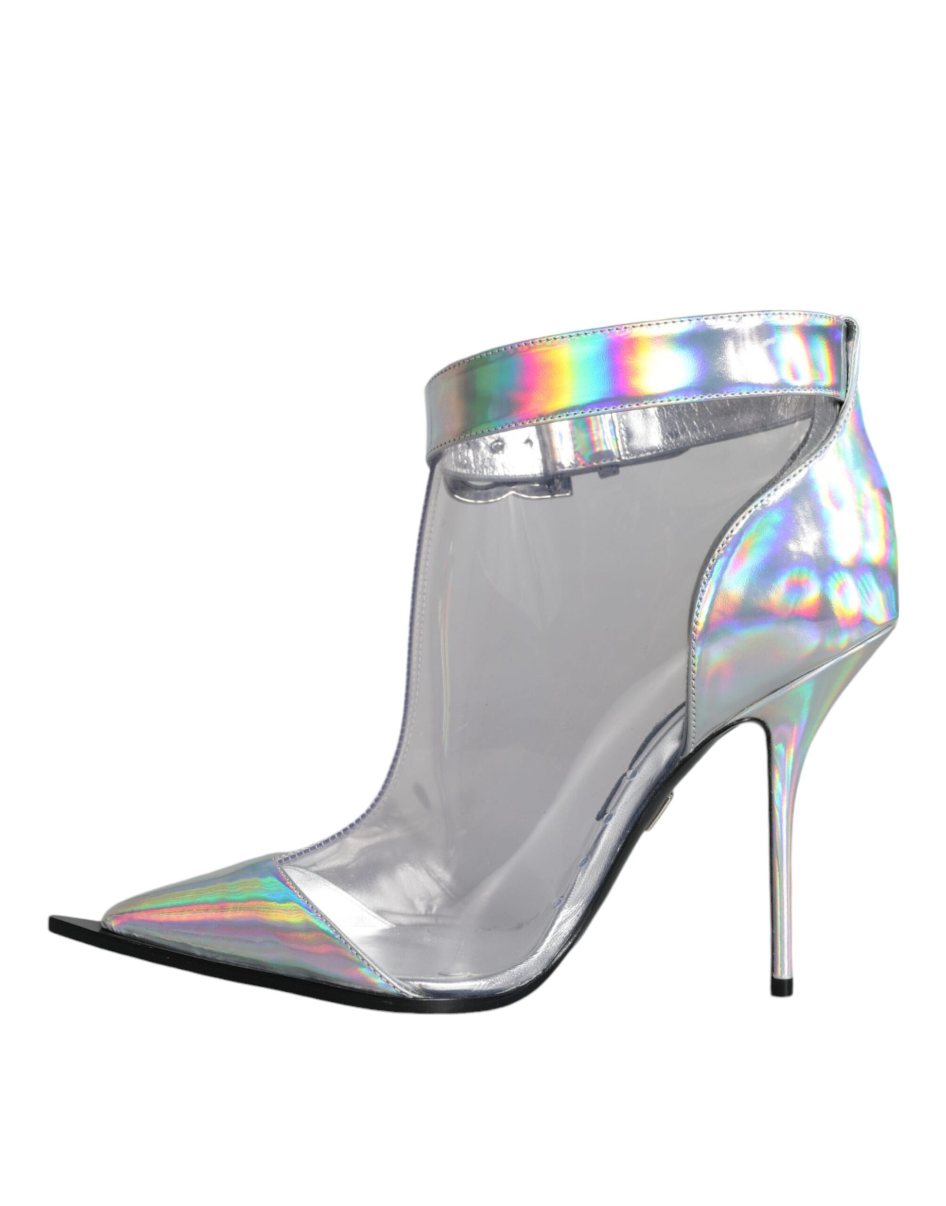 Silber schillernde spitze kurze Stiefel aus PVC