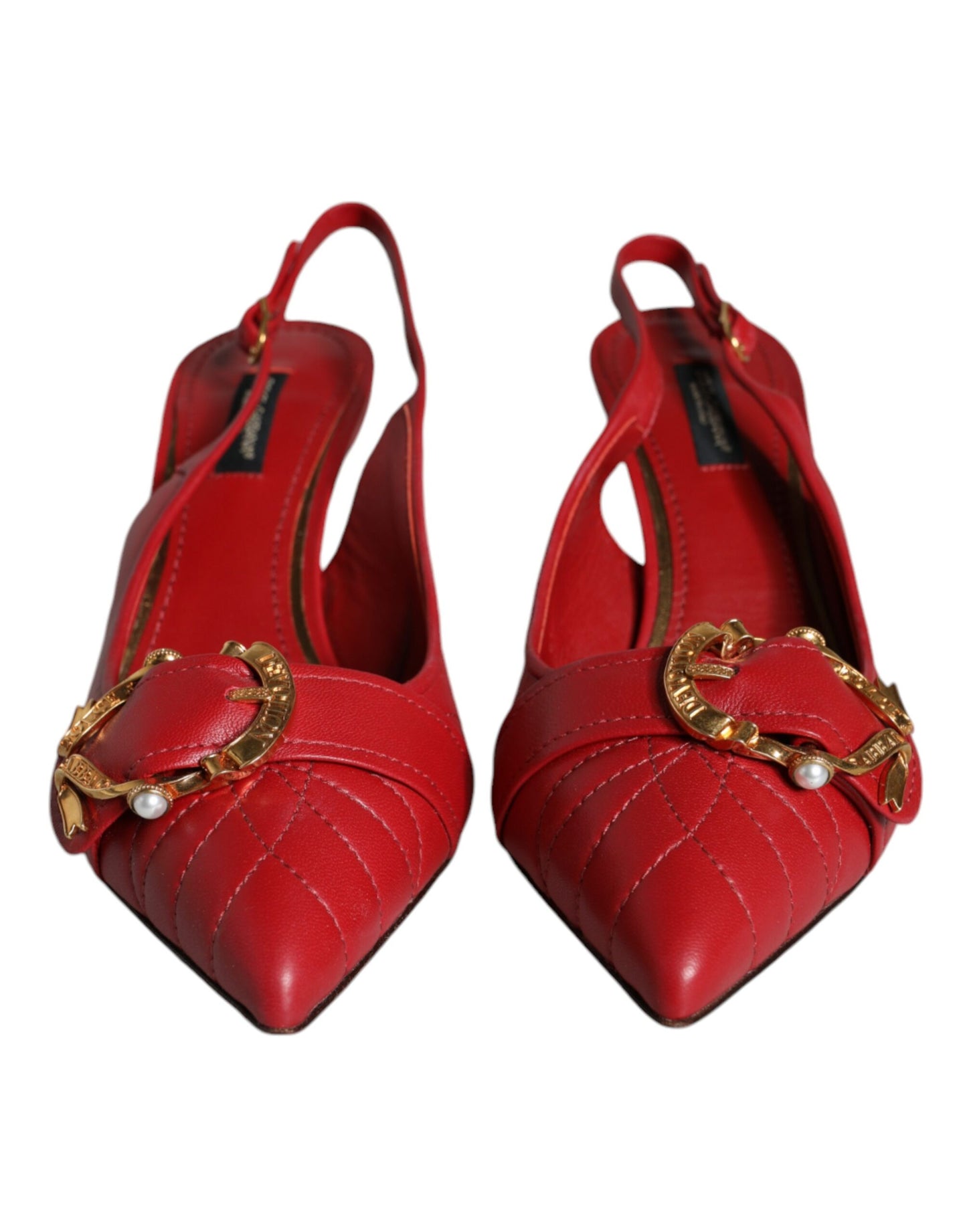 Rote Devotion Slingback-Schuhe aus Leder mit Absatz