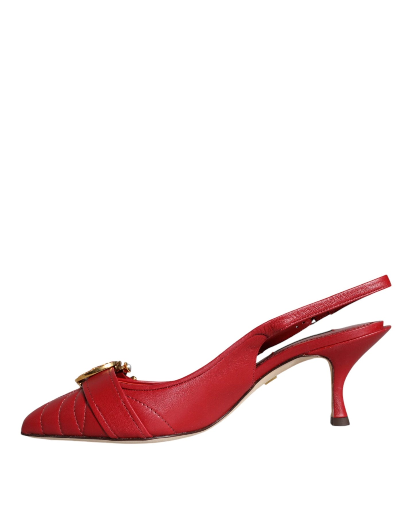 Rote Devotion Slingback-Schuhe aus Leder mit Absatz