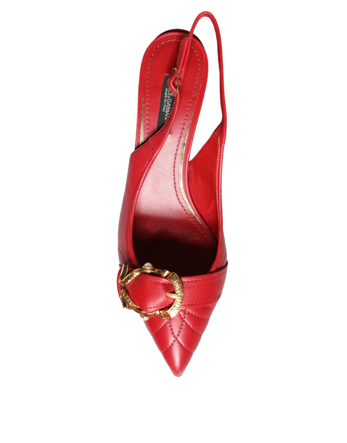 Rote Devotion Slingback-Schuhe aus Leder mit Absatz