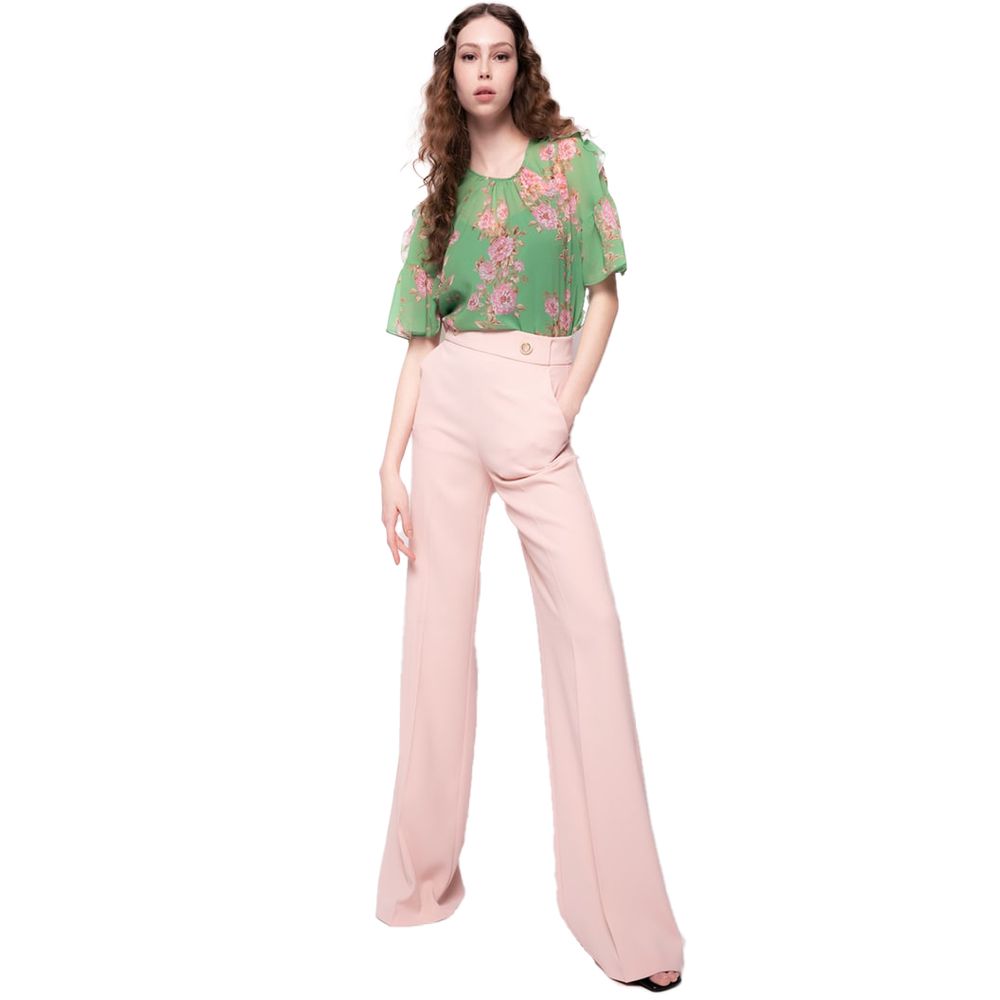 Pink Polyester Women's Pant