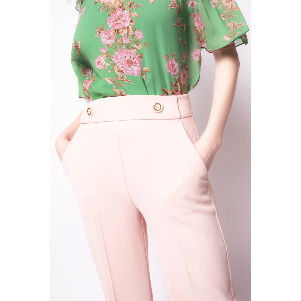 Pink Polyester Women's Pant