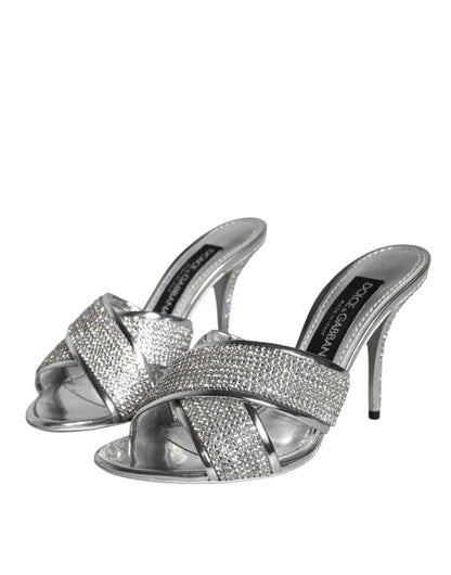 Silber Kristalle Keira Heels Slides Schuhe