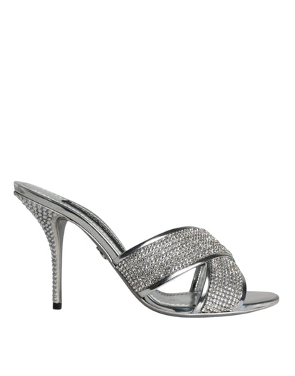 Silber Kristalle Keira Heels Slides Schuhe