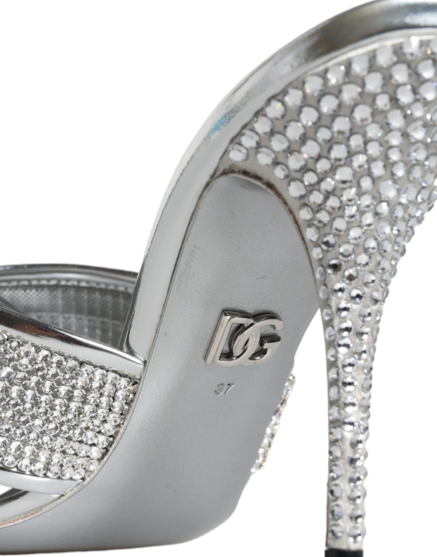 Silber Kristalle Keira Heels Slides Schuhe