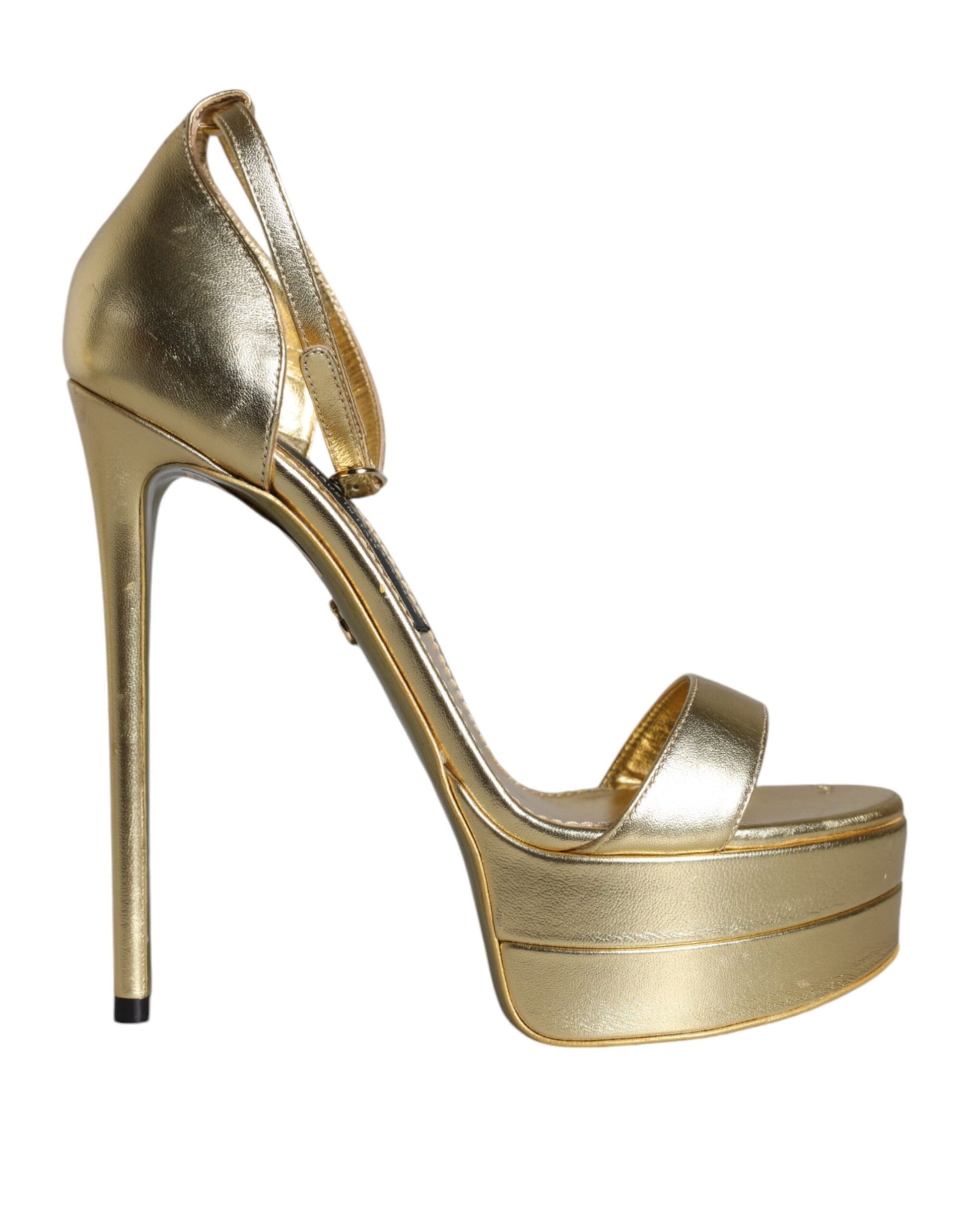 Gold Leather Platform Keira Sandals Shoes