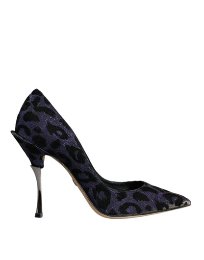 Violette Leoparden Lurex High Heels Pumps Schuhe