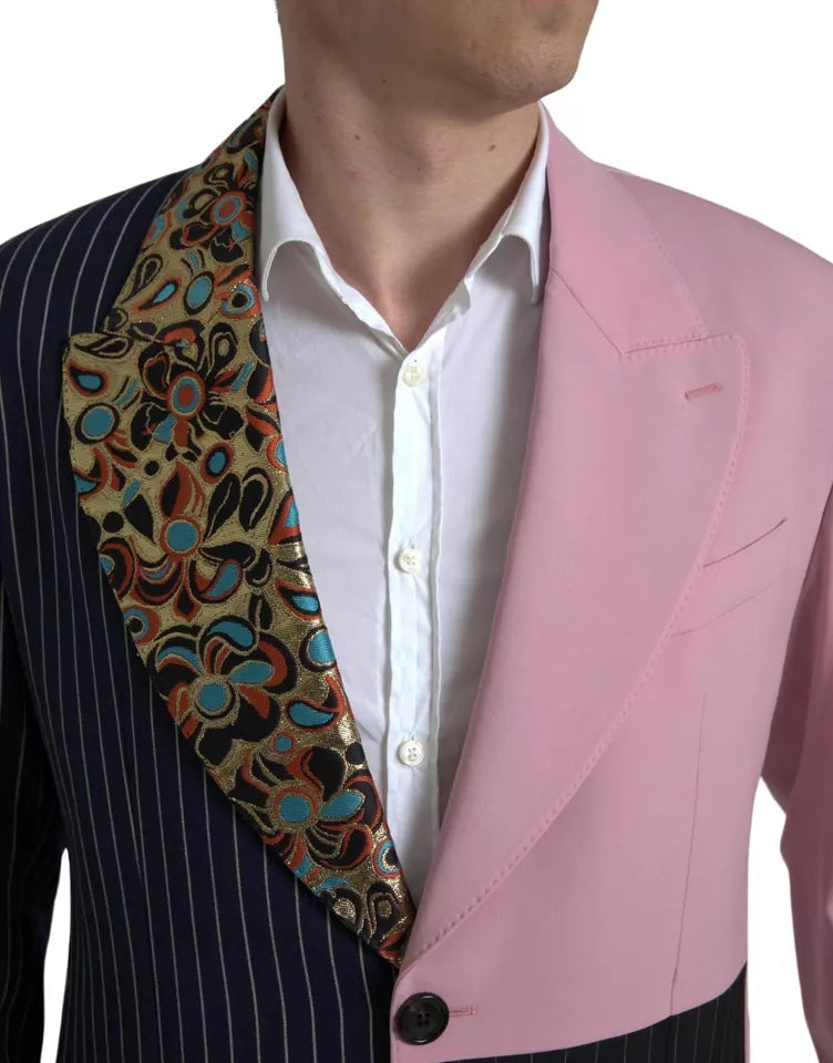 Mehrfarbiger einreihiger Blazer im Patchwork-Stil