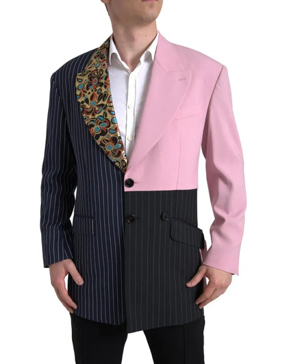 Mehrfarbiger einreihiger Blazer im Patchwork-Stil