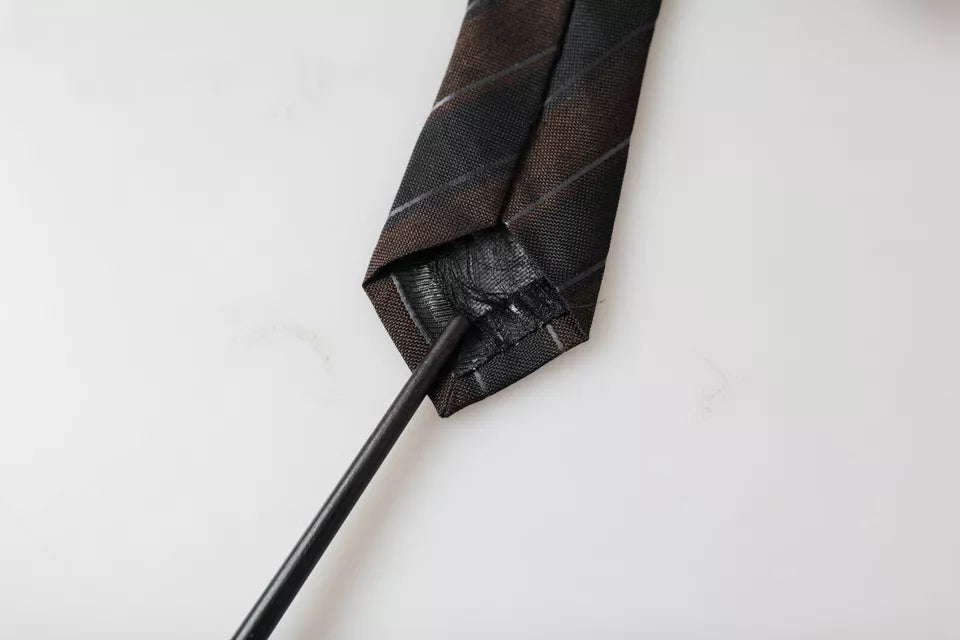 Brown Black Stripes Silk Adjustable Tie