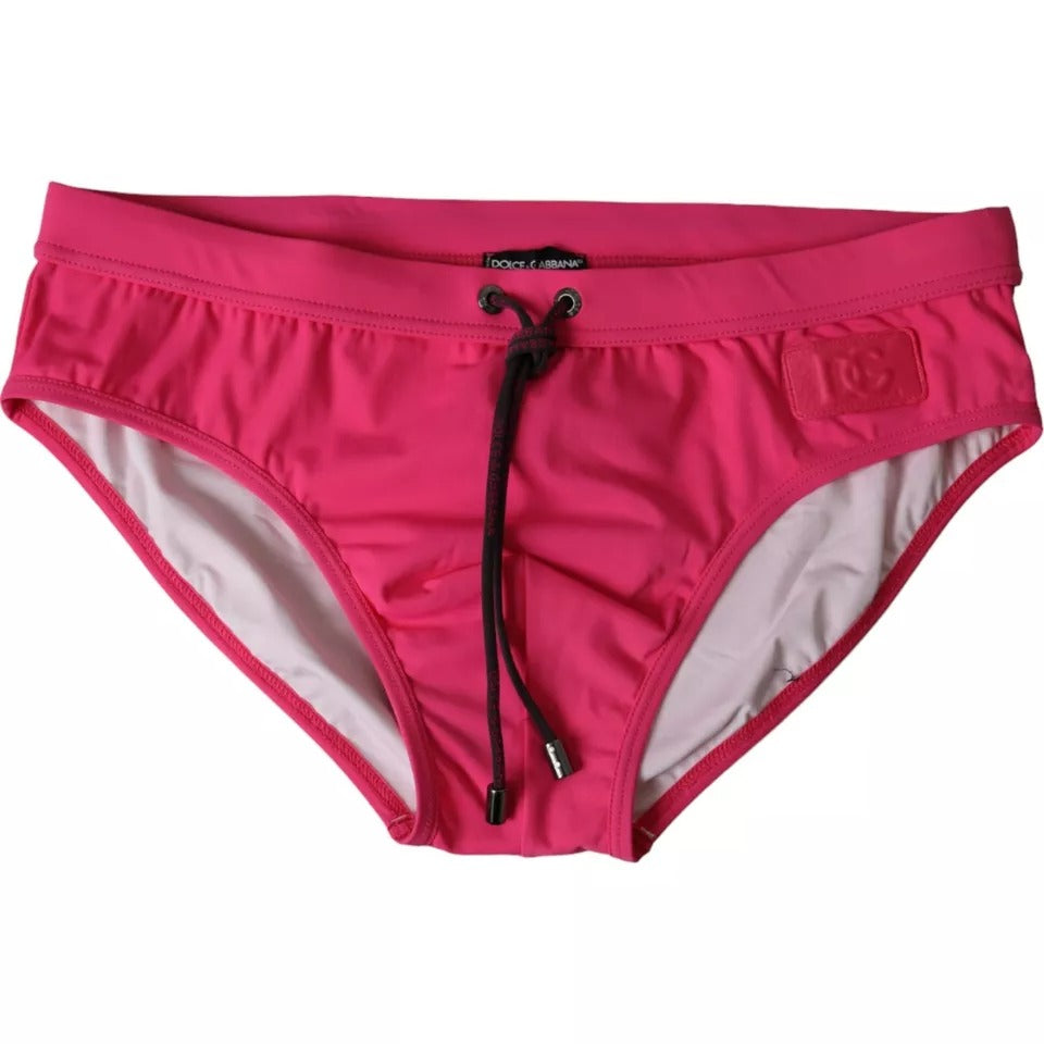 Rosa Nylon DG Logo Beachwear Brief Bademode Männer