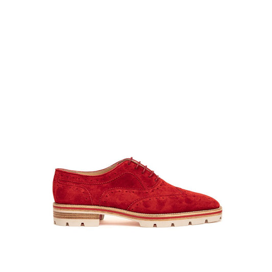 Rote flache Schuhe aus Wildleder