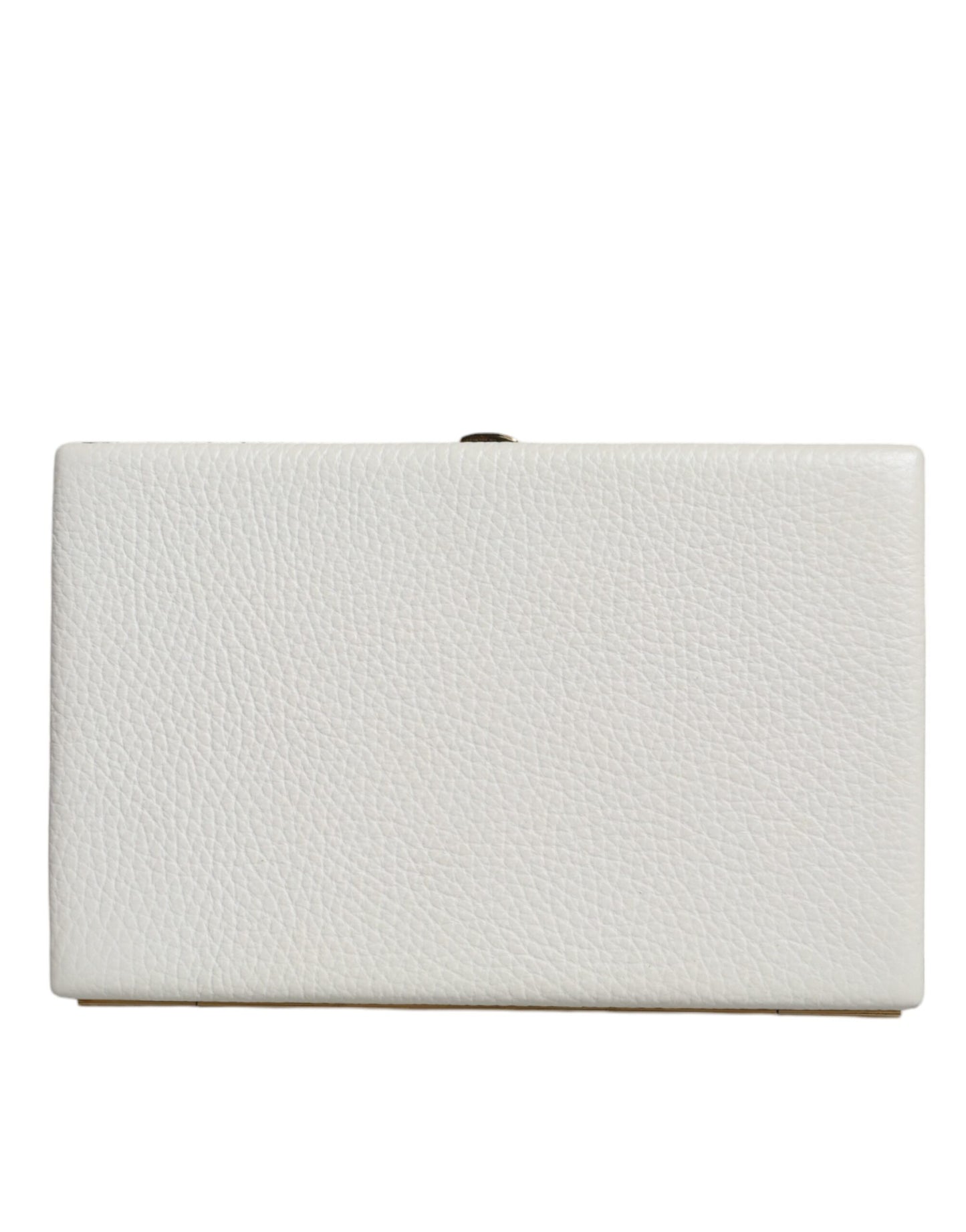 Weiße Leder Clutch mit Goldrahmen, Abendtasche, Partytasche