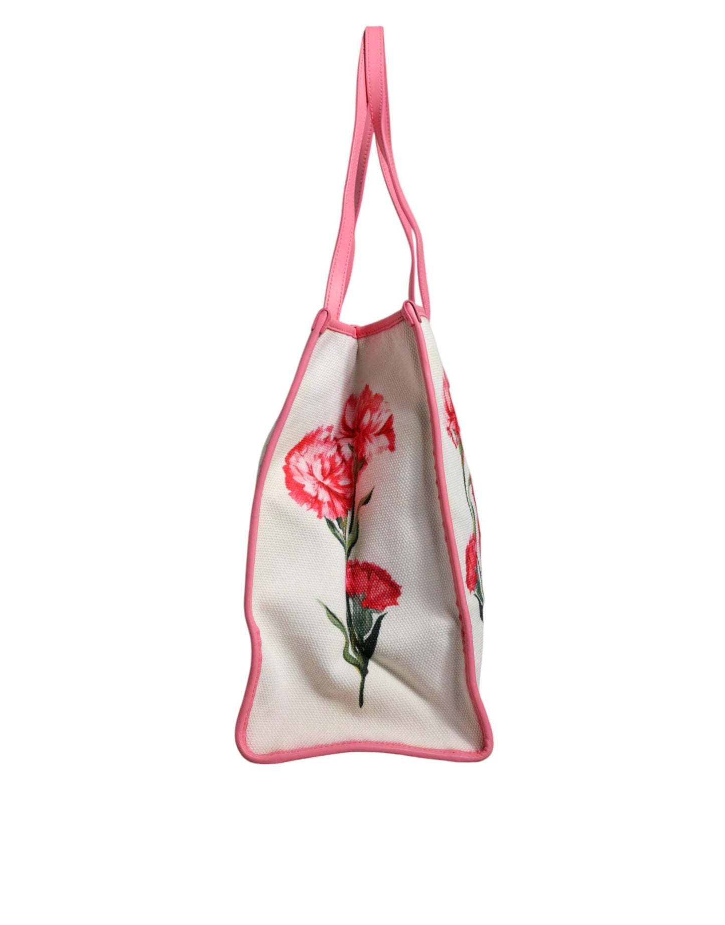 White Canvas Rose Embroidery Women Shopping Tote Bag