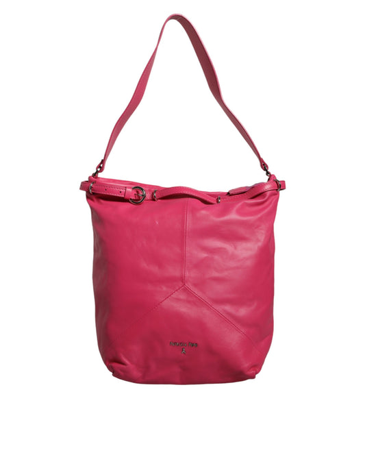 Fuchsia Rosa Leder Schultertasche Handtasche