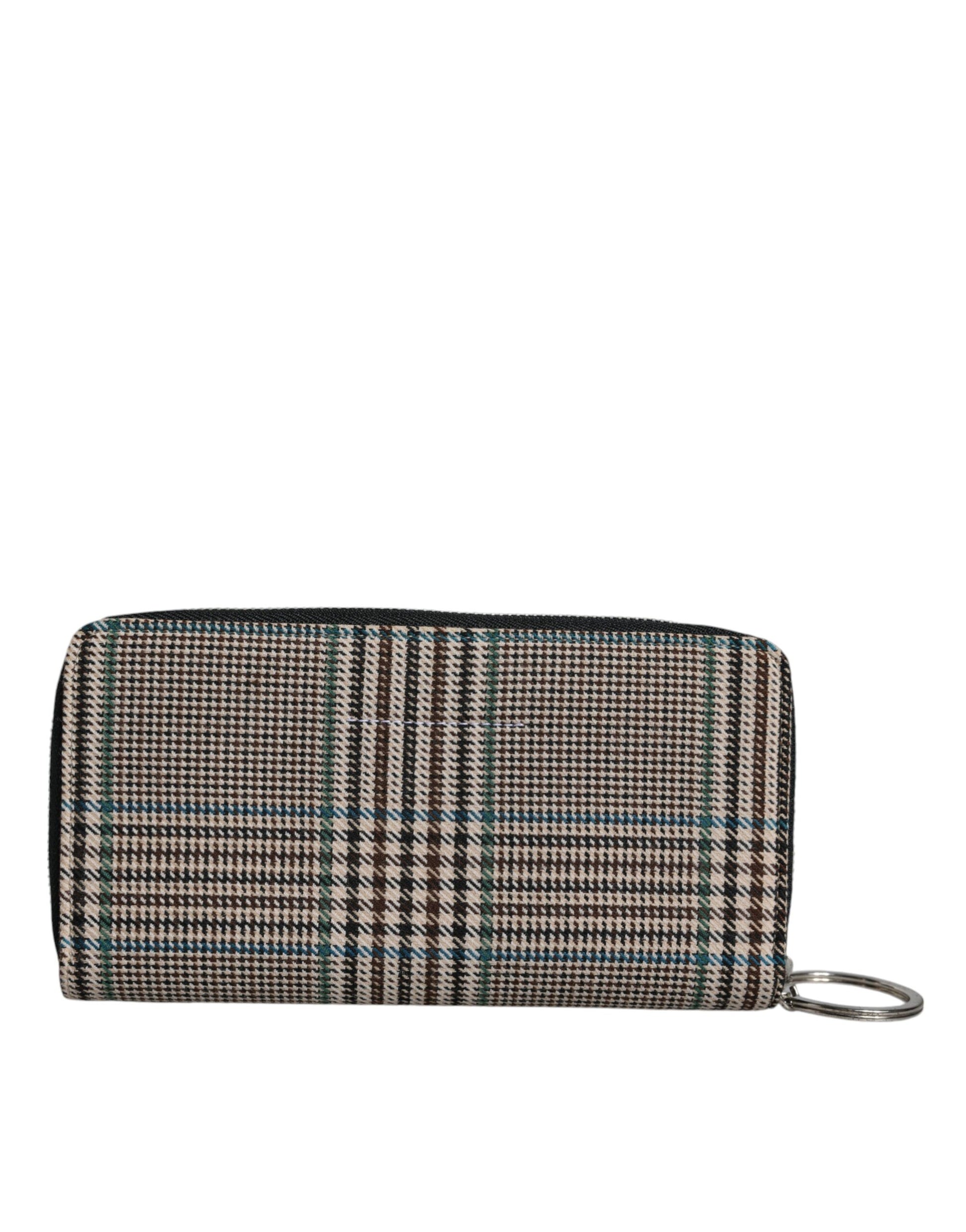 Mehrfarbige Clutch mit Hahnentrittmuster und Rundum-Reißverschluss