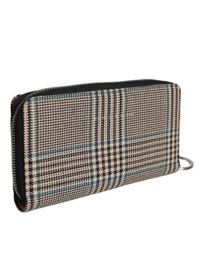 Mehrfarbige Clutch mit Hahnentrittmuster und Rundum-Reißverschluss