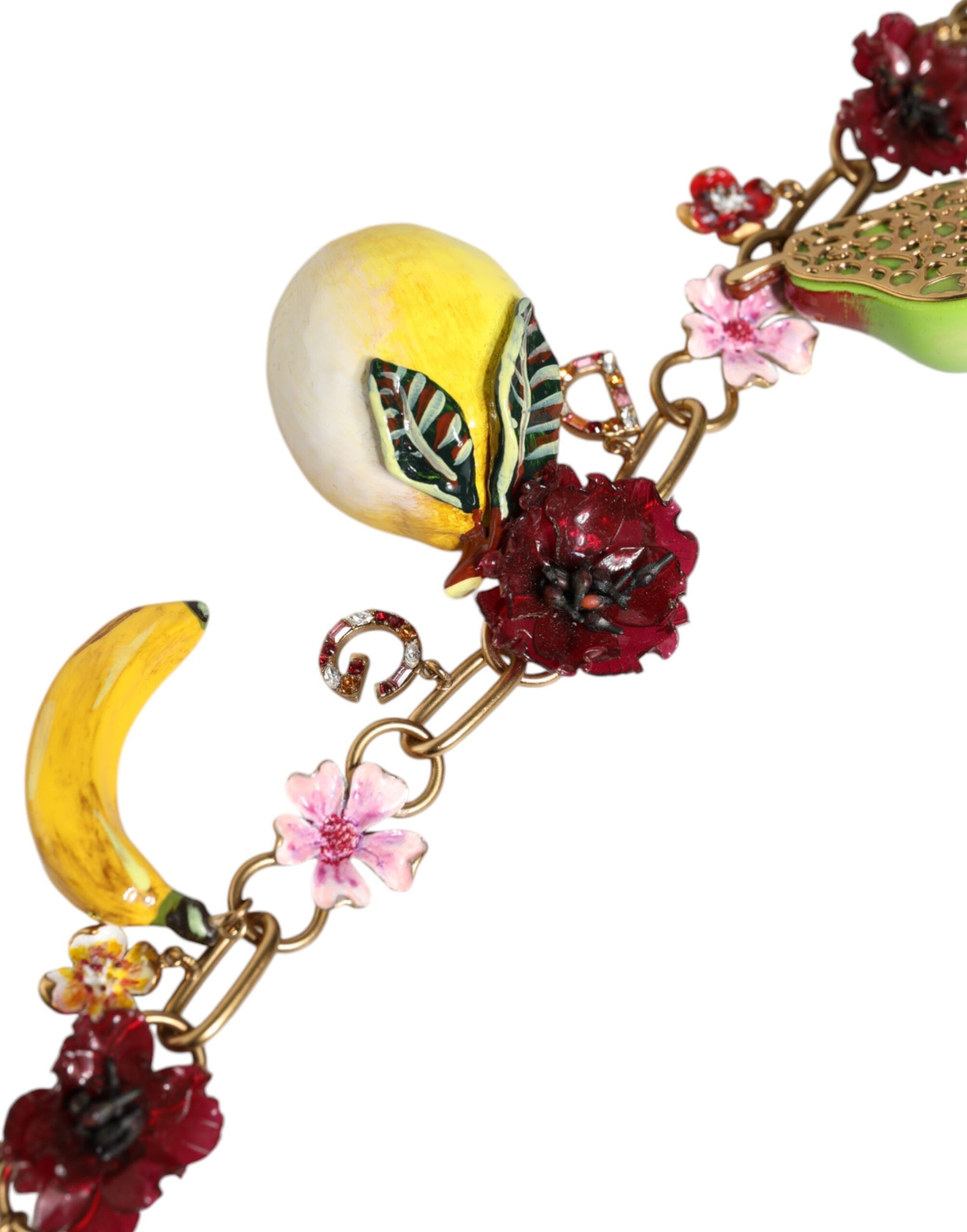 Gold Messing FRUIT Anhänger Blumen Kristall Logo Halskette