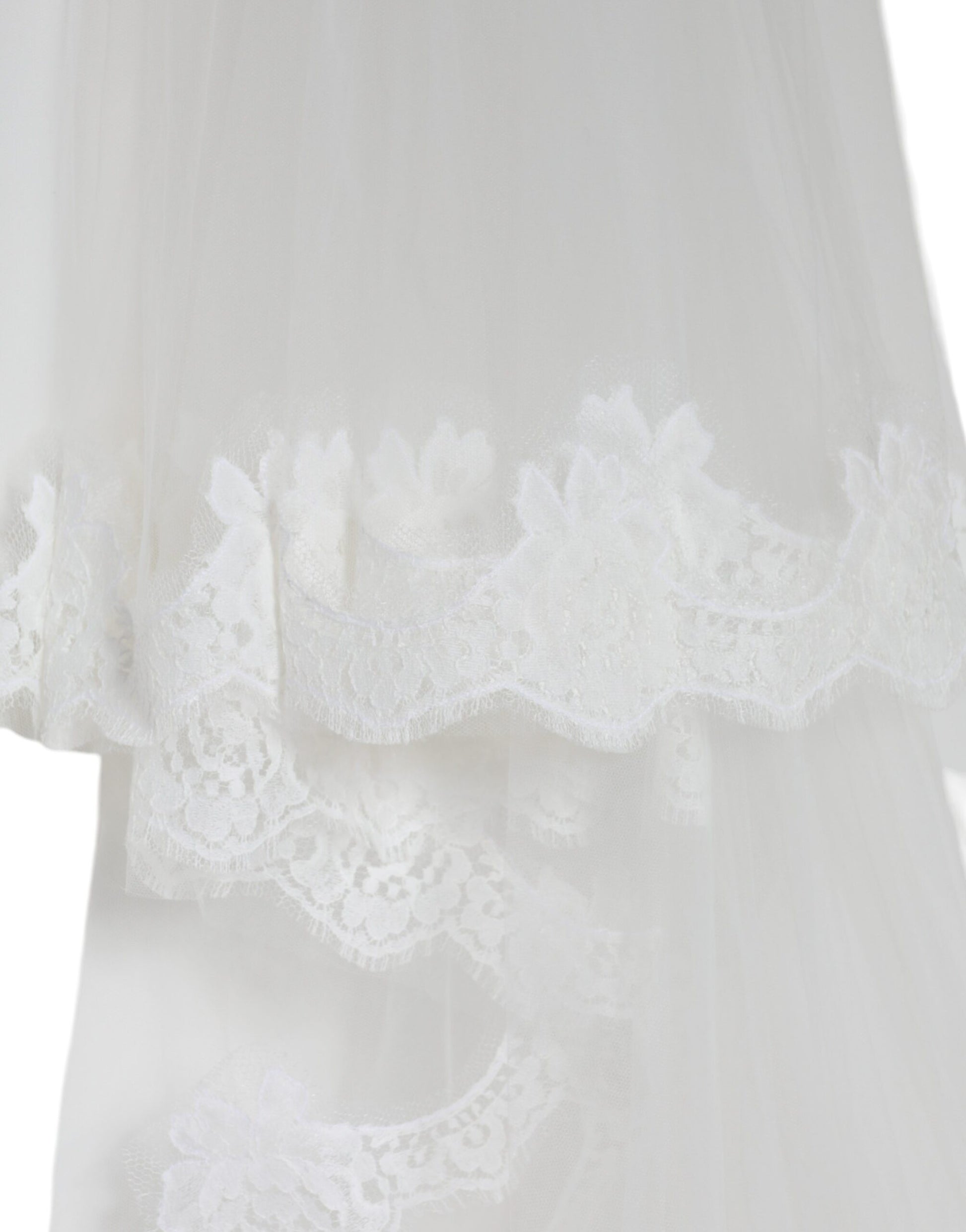 White Floral Lace Nylon Floor Length Wedding Veil