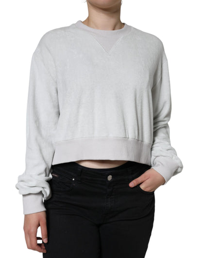 Weißer Pullover mit Rundhalsausschnitt und Stretch-Nylon