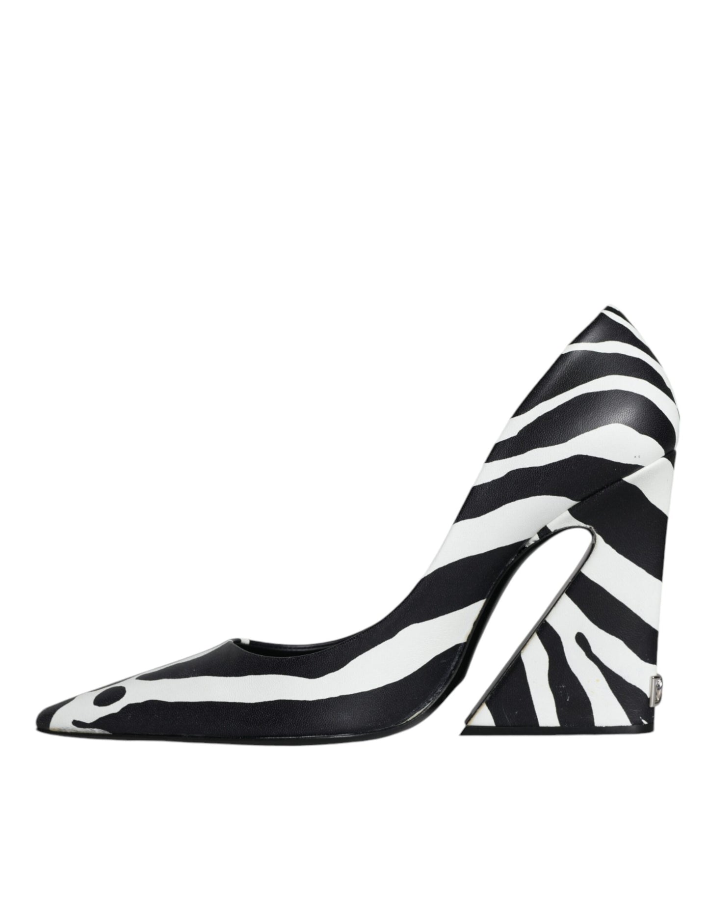 Weiße schwarze Zebra-Leder-Pumps mit hohen Absätzen