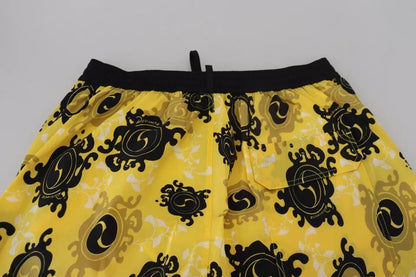 Gelb-schwarz bedruckte Nylon-Strandshorts