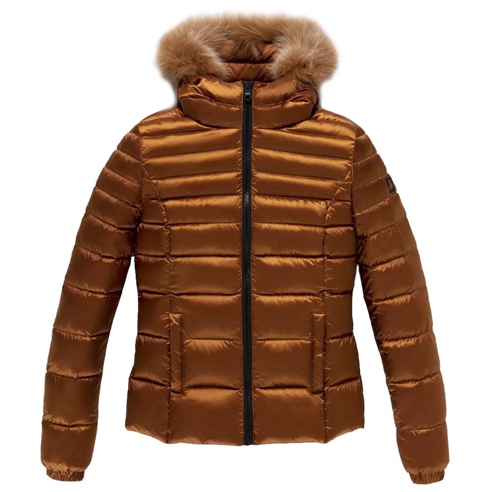 Orangefarbene Nylonjacke für Damen