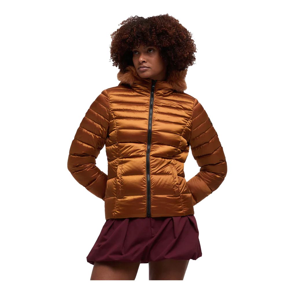 Orangefarbene Nylonjacke für Damen