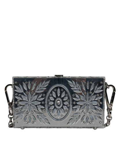 Silberne Plexiglas-Clutch, Mini-Abendtasche