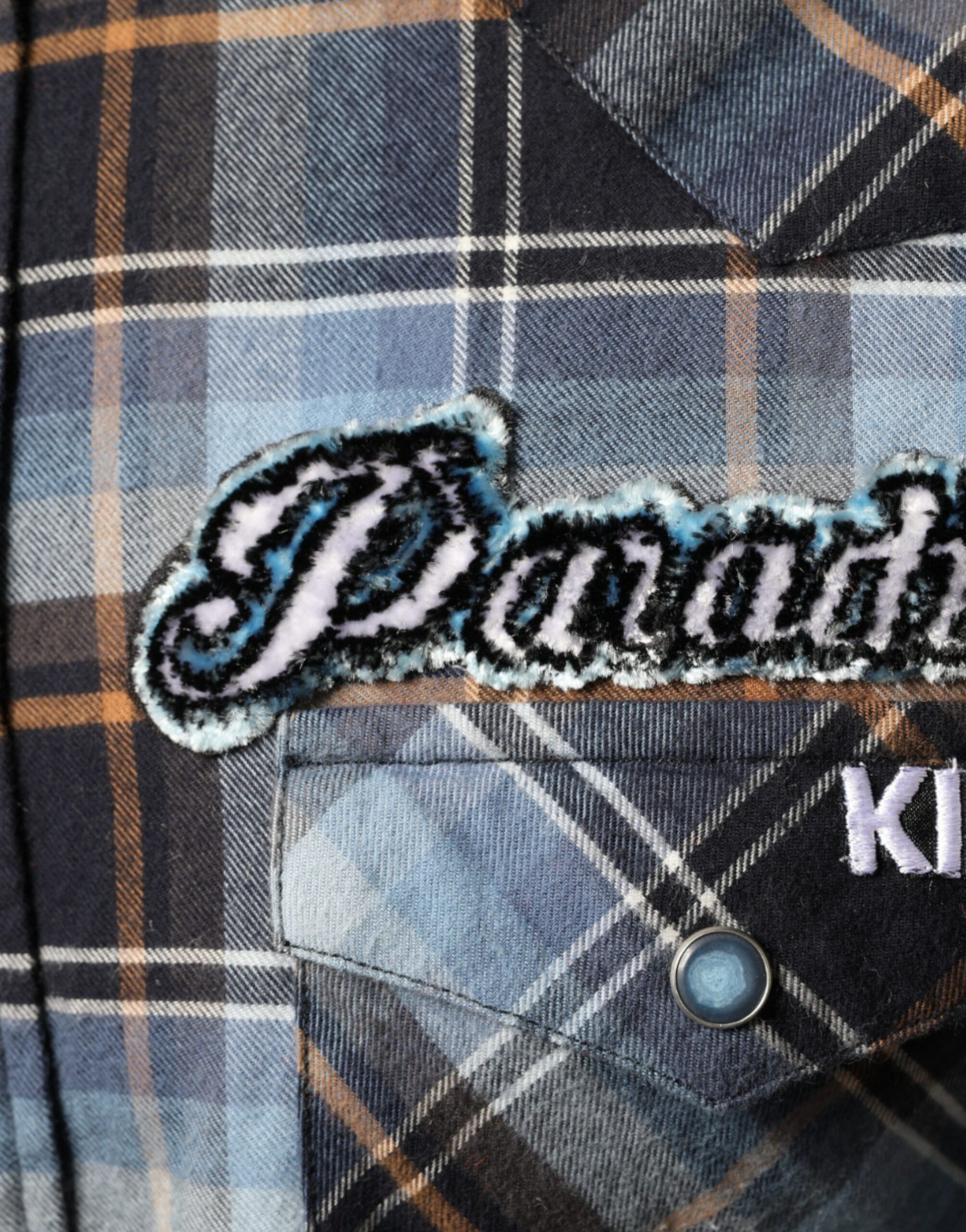 Mehrfarbig kariertes Slim Fit-Hemd mit Paradiso-Patch