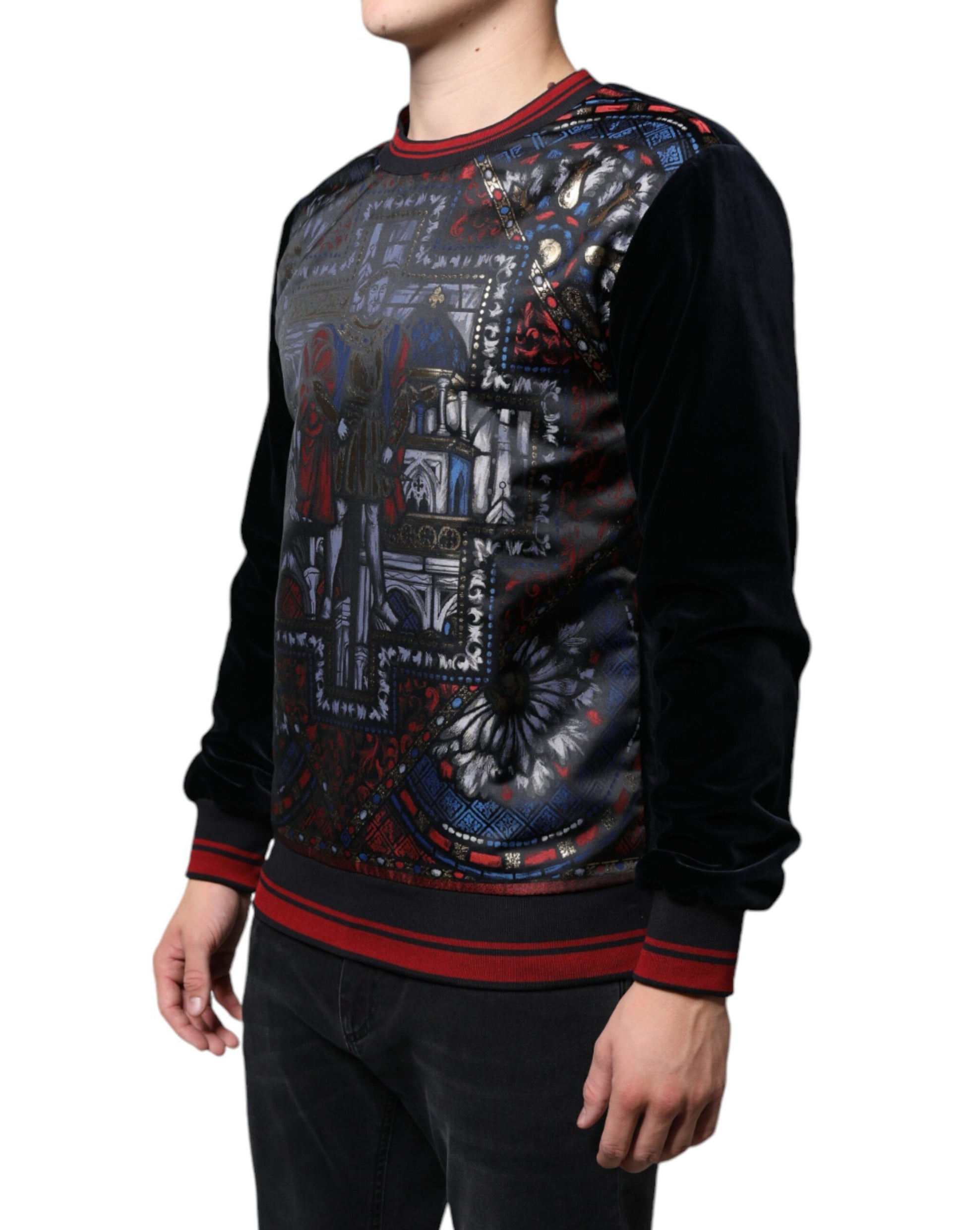 Mehrfarbiger Jacquard-Sweatshirtpullover mit Rundhalsausschnitt