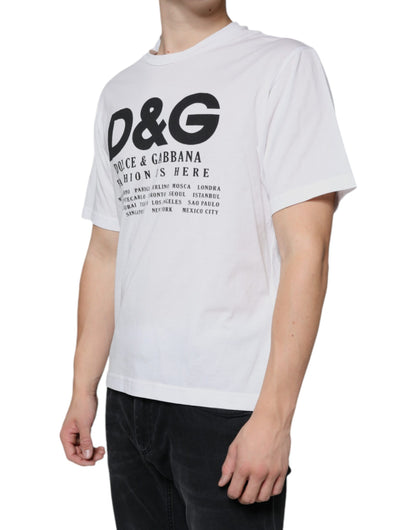 Weißes lässiges T-Shirt aus Baumwolle mit DG-Logo-Print