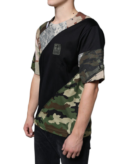 Mehrfarbiges T-Shirt mit Camouflage-Patchwork-Muster in DG Royal